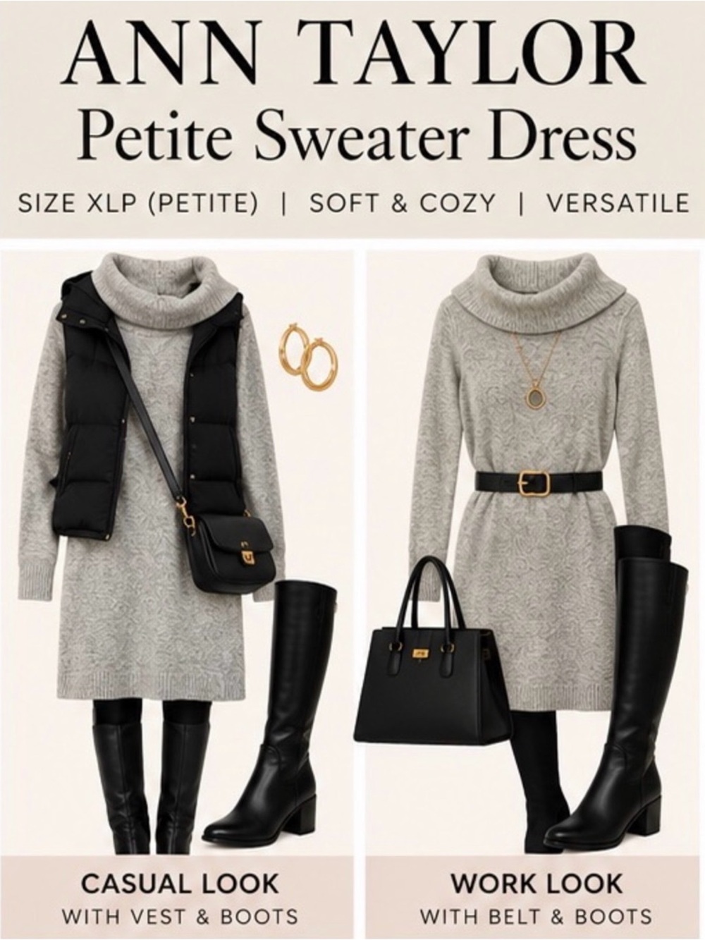 Ann Taylor Off-Shoulder Long Sleeve Sweater Dress - Light Gray